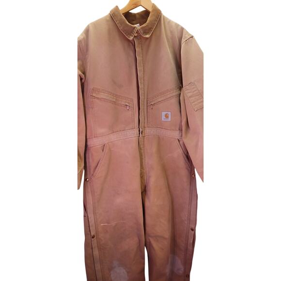 VTG Carhartt Quilted Duck Canvas Coveralls X01 Lined Workwear Men's 2 XL Utility - Picture 1 of 8